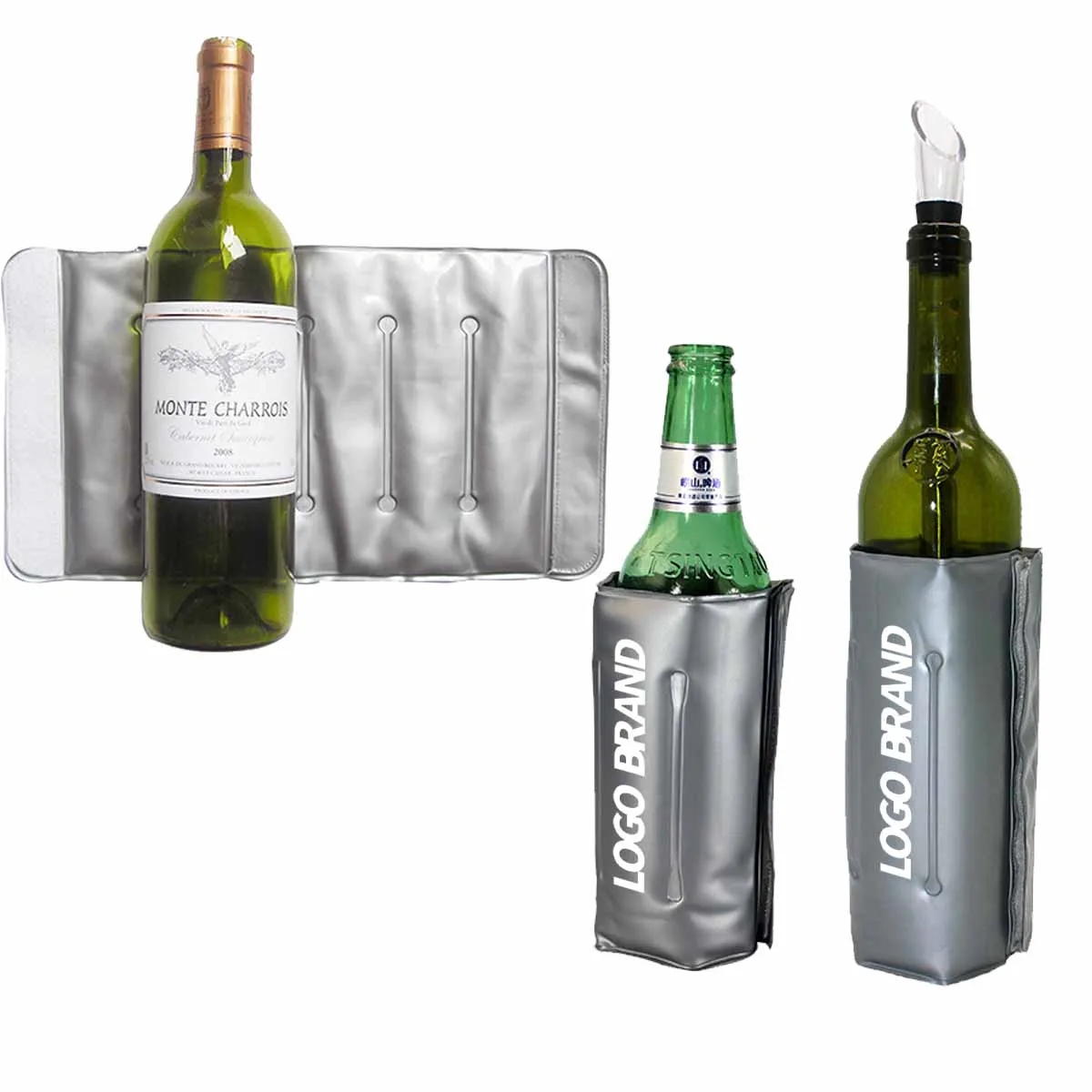 PVC Wine Bottle Ice Cooler Bag with Cool Gel 4