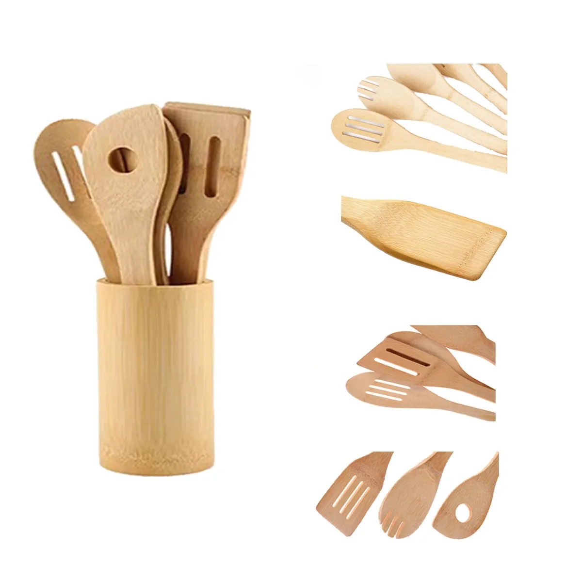 Home Use Healthy Bamboo kitchen Utensil Set With Packing Box 4