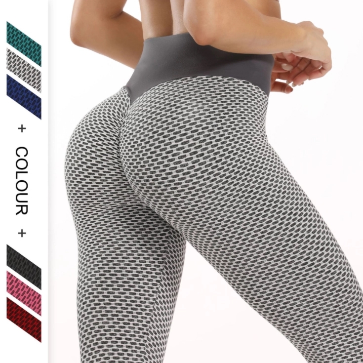 High Waist Honeycomb jacquard yoga pants 1