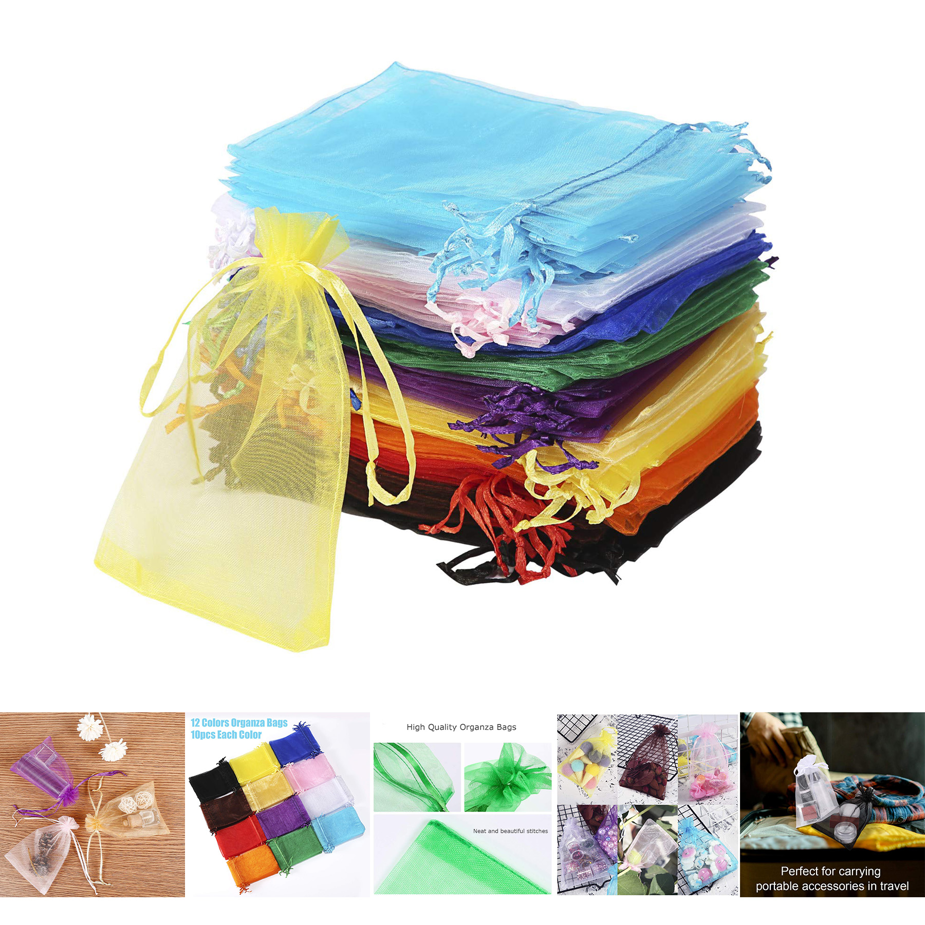 120Pcs Organza Bags 4x6 Inches with Drawstring 2