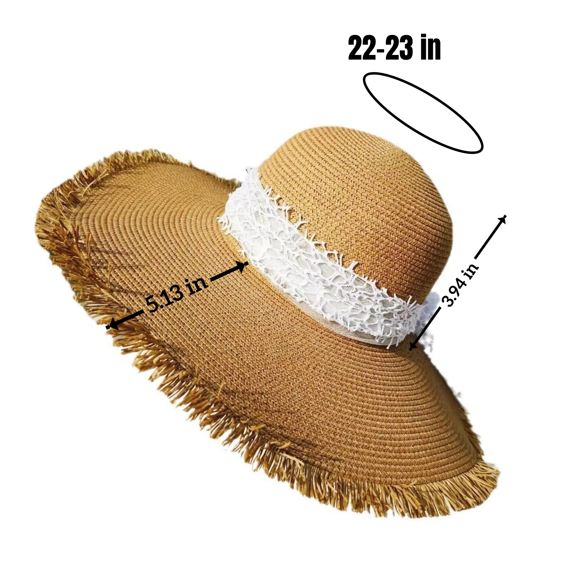 Custom Branded Wide Brim Lace Straw Hat for Outdoor Events 5