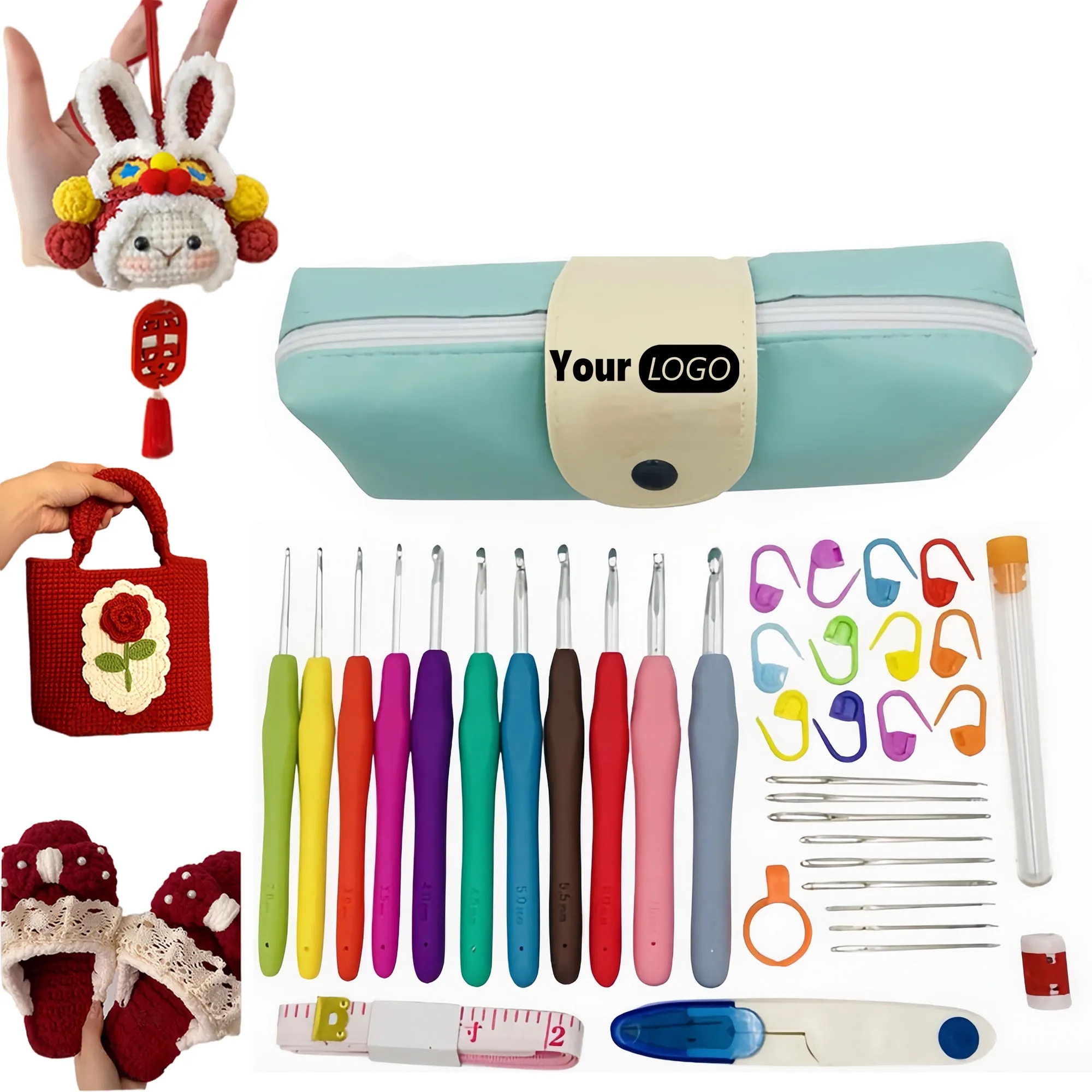 Premium Rainbow TPR Crochet Hook Set With Storage Bag 2