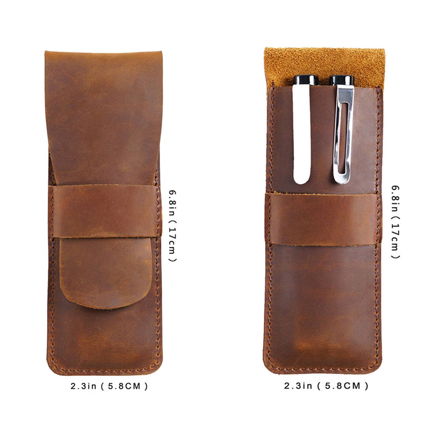 Genuine Leather Cowhide Pen Case Pouch 3