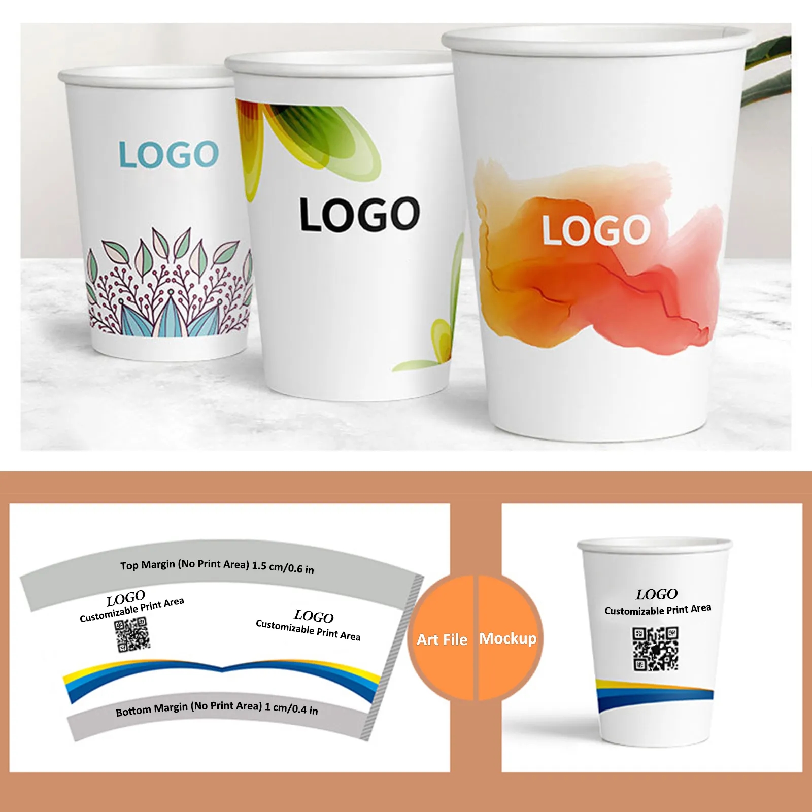 White Disposable Paper Coffee Cup Hot Cold Beverage Drinking 11