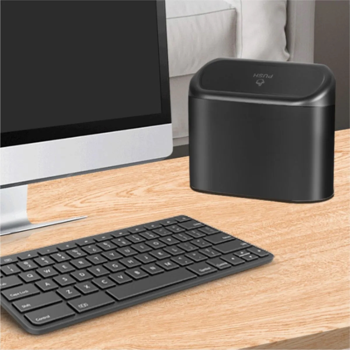 Mini Car Trash Can With Push Lid Door Mount 4
