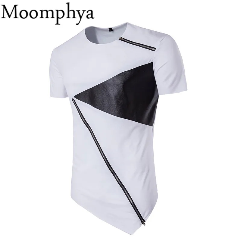 Custom Cut and Sew Leather Patch Scoop Tee 2