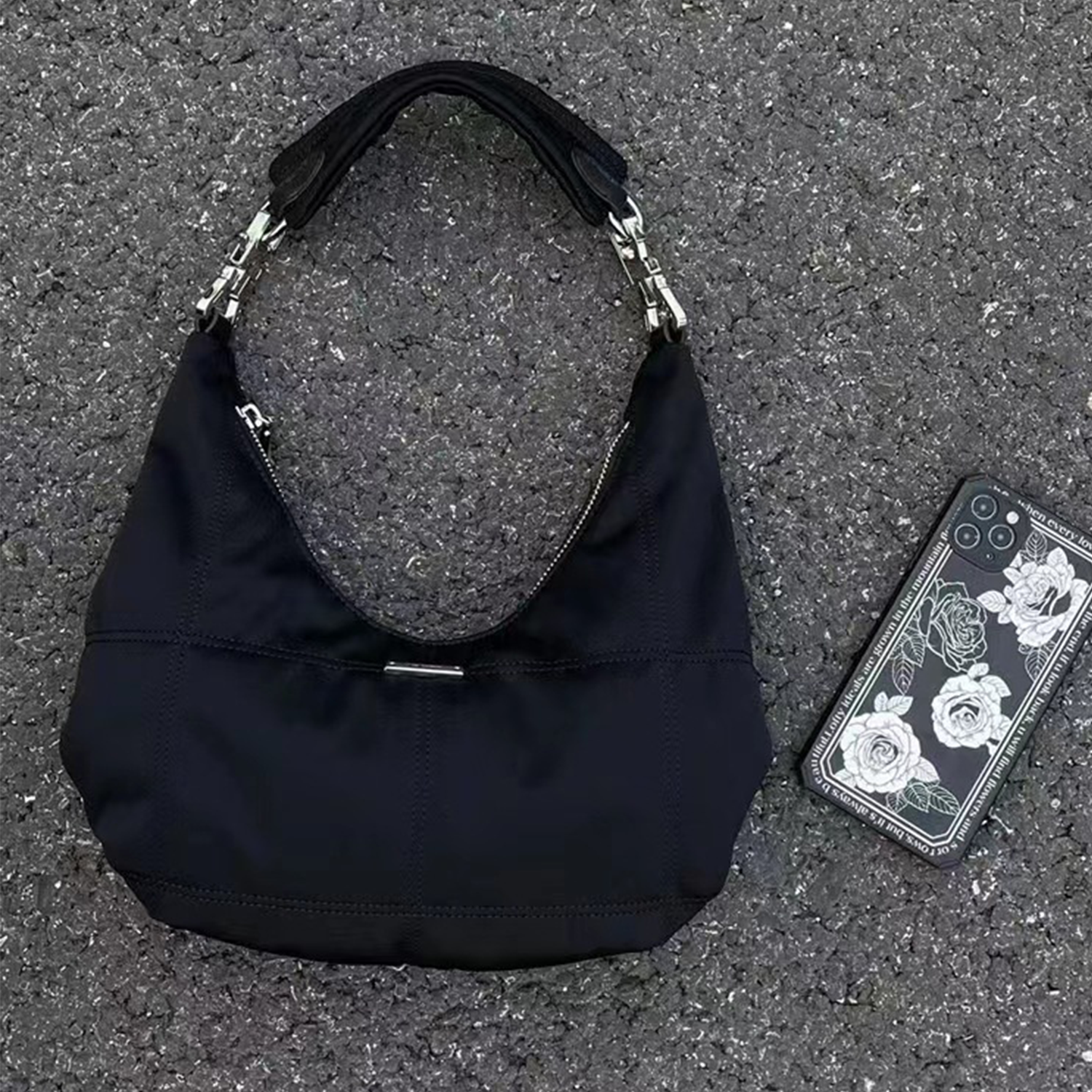 Polyester Vintage Black Cloud Tote Bag, custom tote bag with logo imprint 8