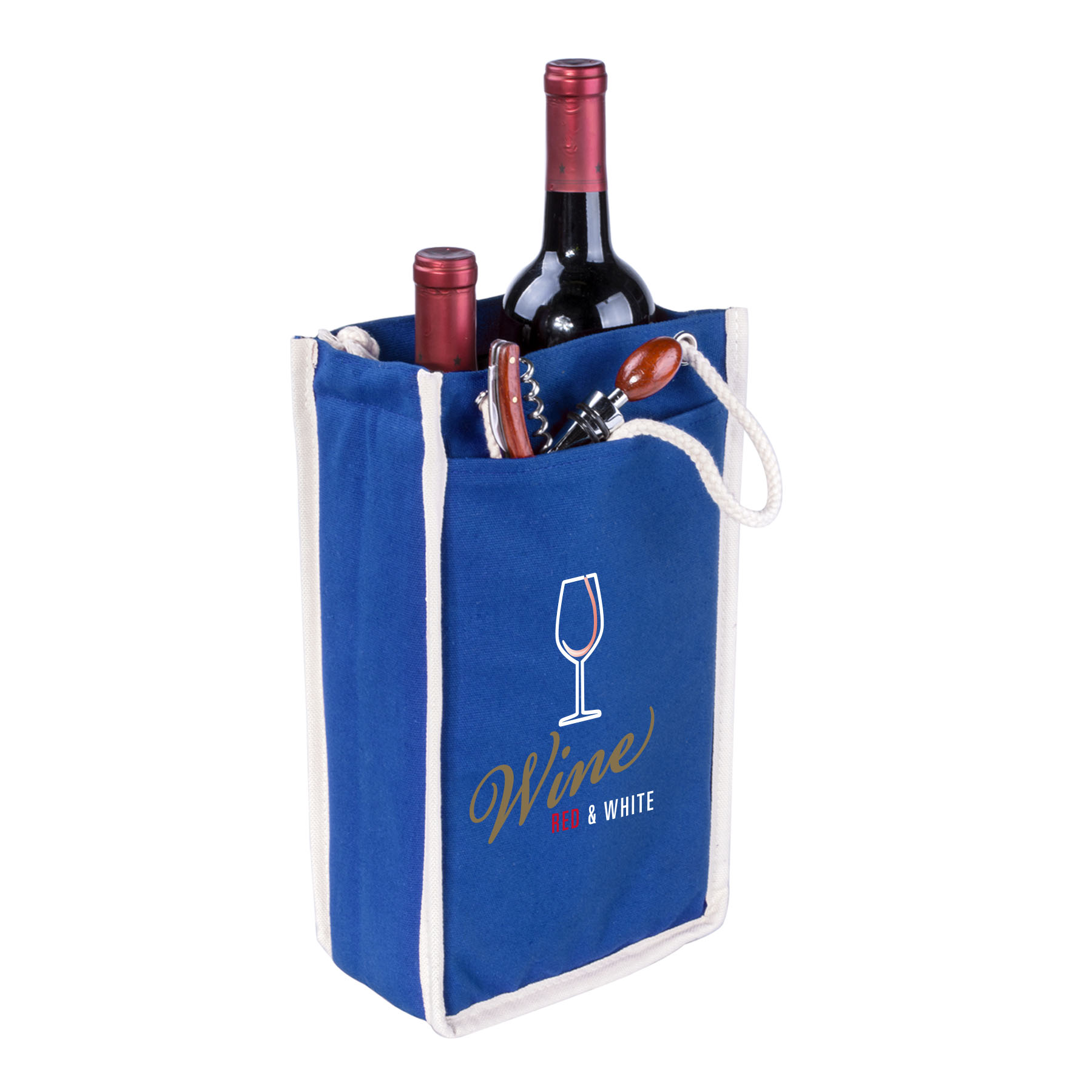 12 oz. Canvas Double Wine Bottle Gift Tote-Close Out 2