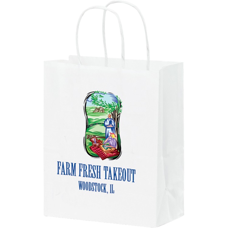 White Kraft Paper Shopper with Twisted Paper Handles 1