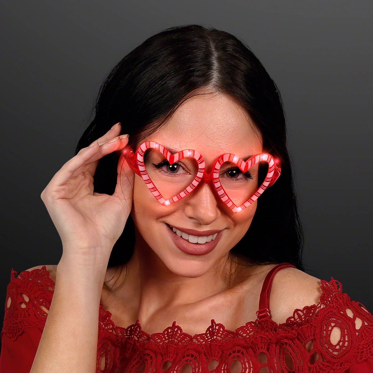 Holiday Hearts Light Up Candy Cane Glasses 5