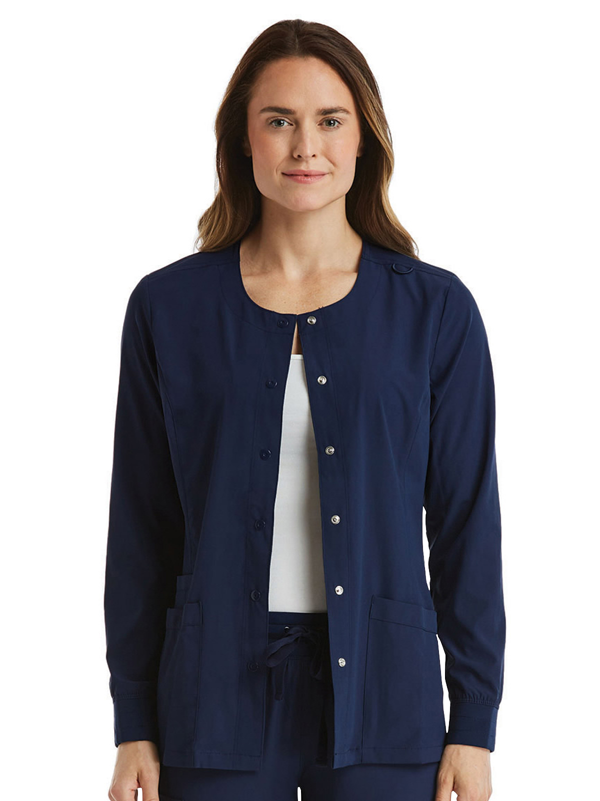 ScrubJoy Originals - Women's Round-Neck Snap Button Jacket 7