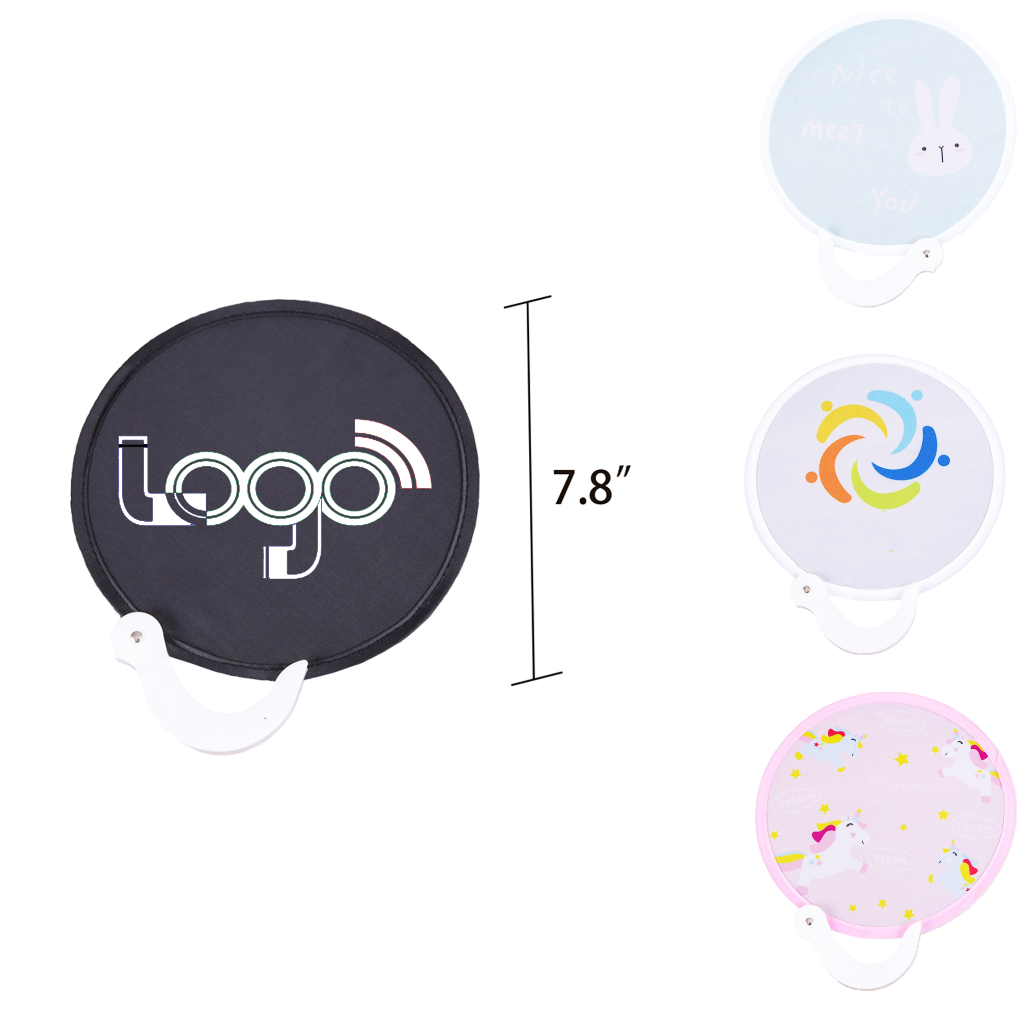 Custom Portable Shrink Folding Cloth Round Fan 2