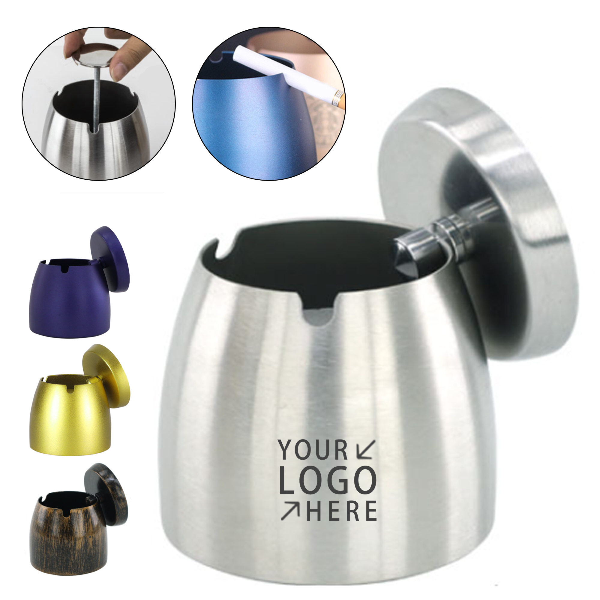 Odorless Windproof Ashtray with Lid 2