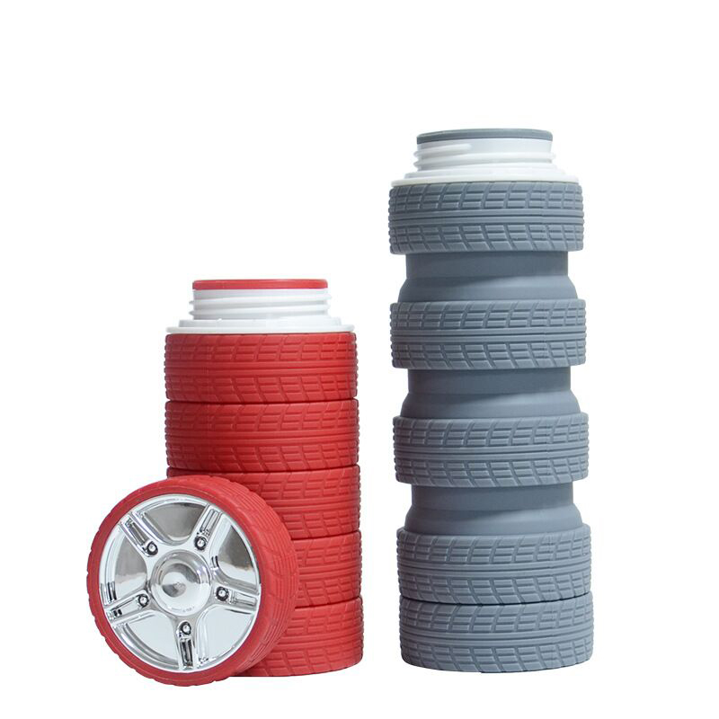 25oz Tire Shape Silicone Folding Water Bottle 2