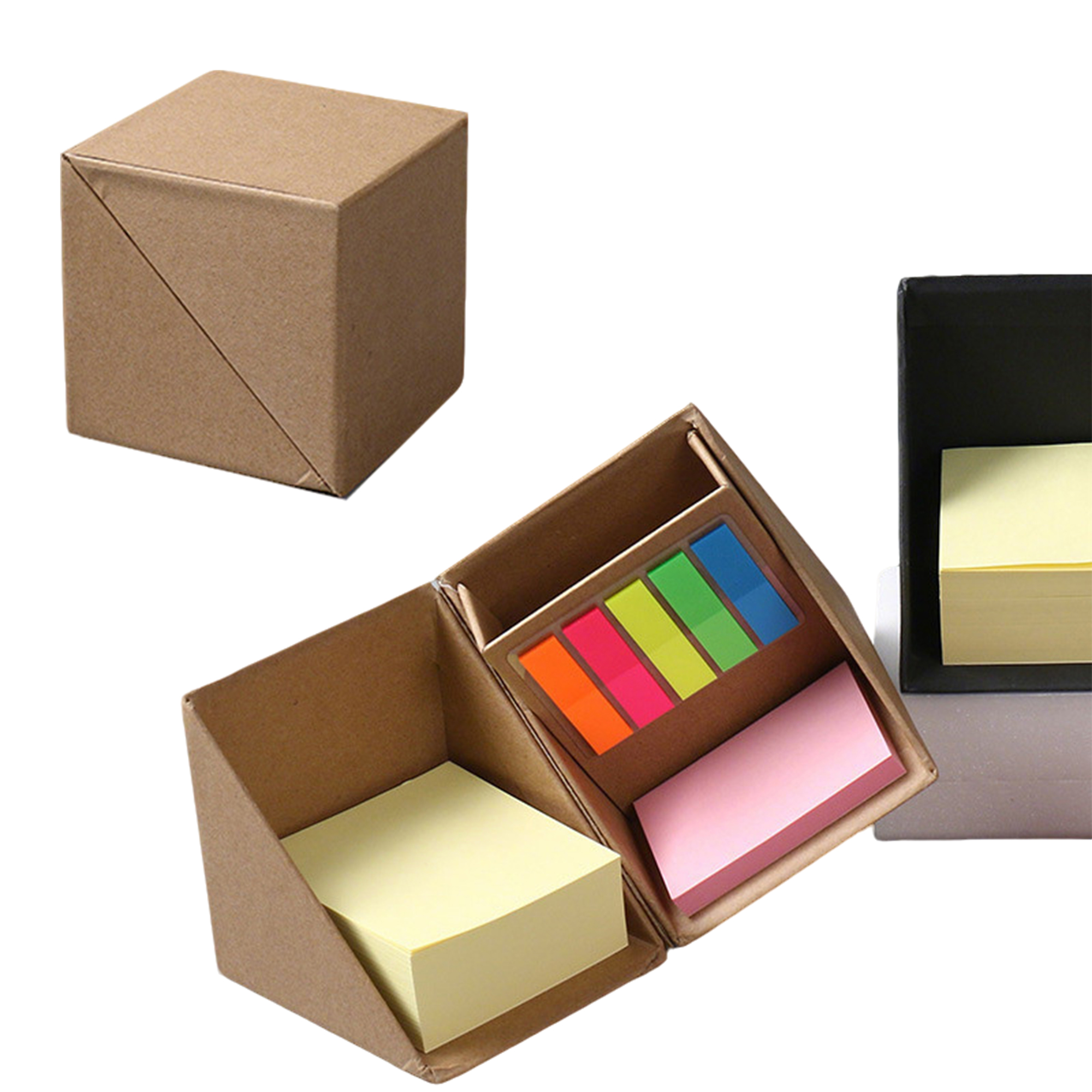 Kraft Desktop Sticky Note Set With Pen Holder 3.15" Cube 5