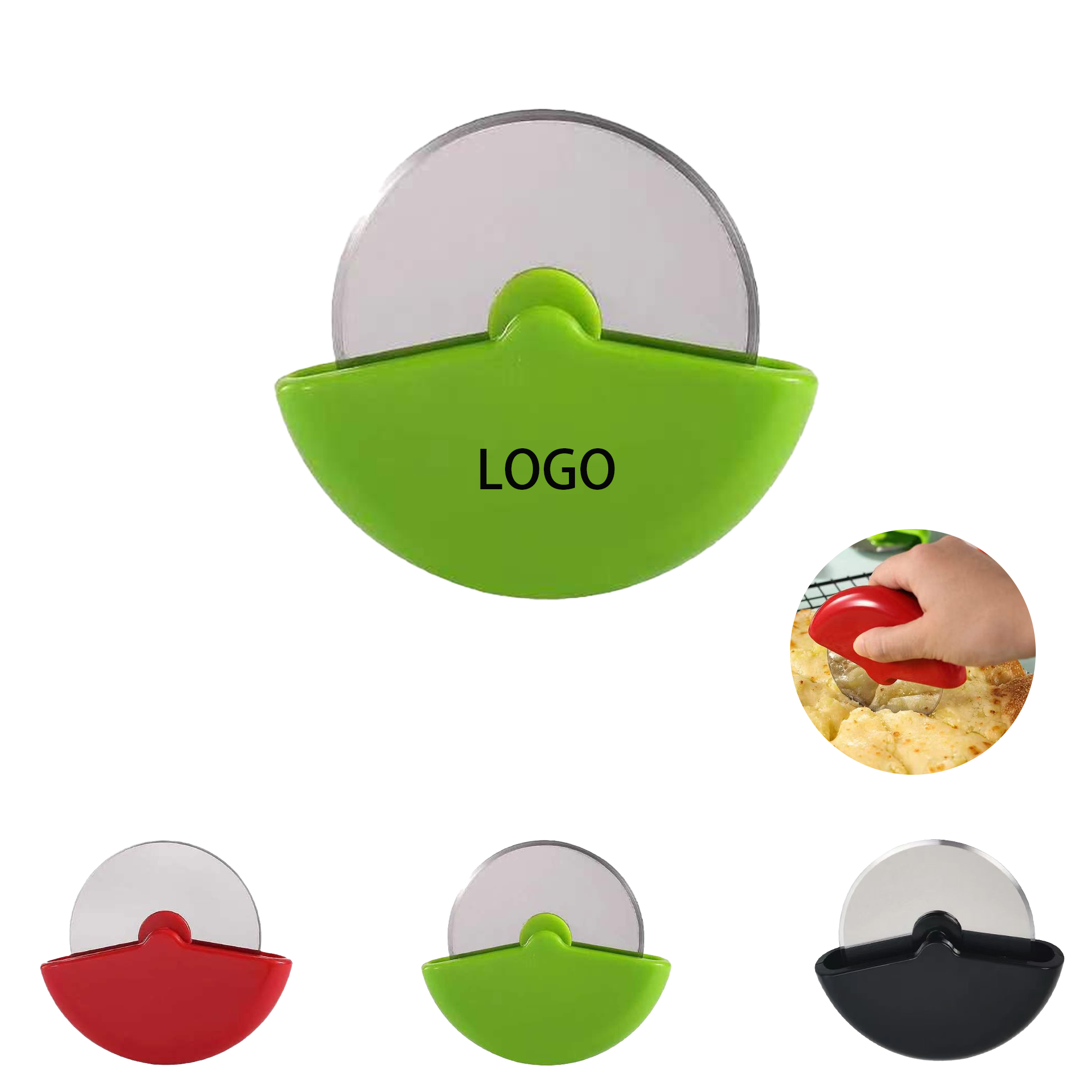 Handheld Pizza Cutter Wheel with Protective Blade Guard 1