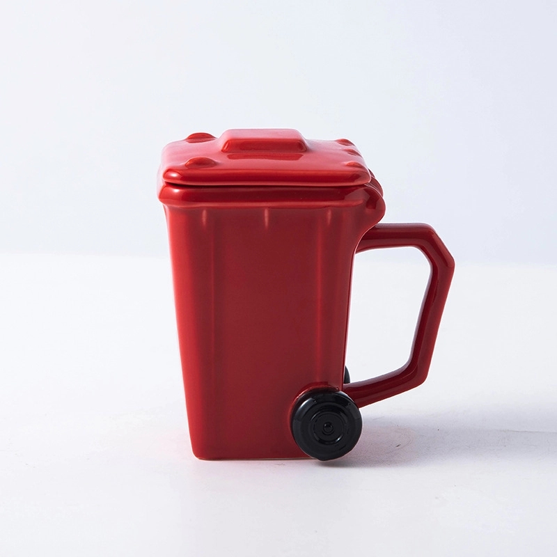 Custom 13.5 oz Ceramic Funny Trash Can Mug 4