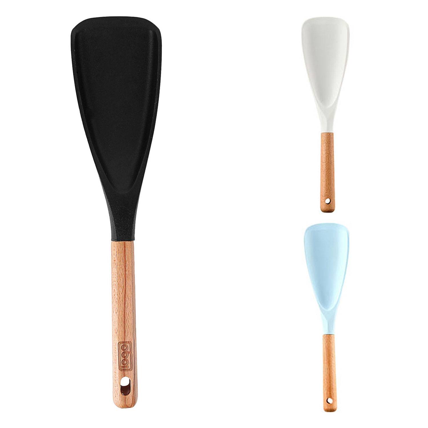 Non Stick Silicone Spatula w/ Wooden Handle 2