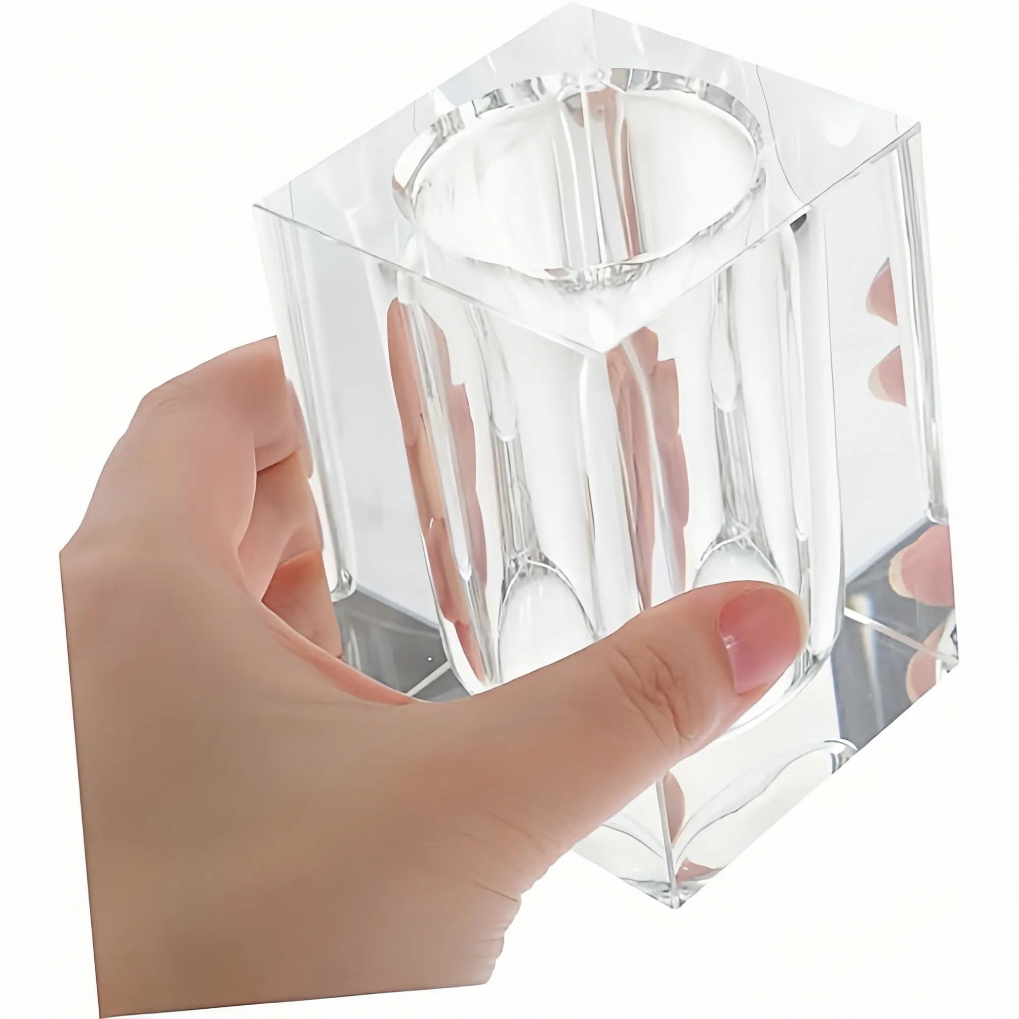 Clear Glass Pen Holder 3