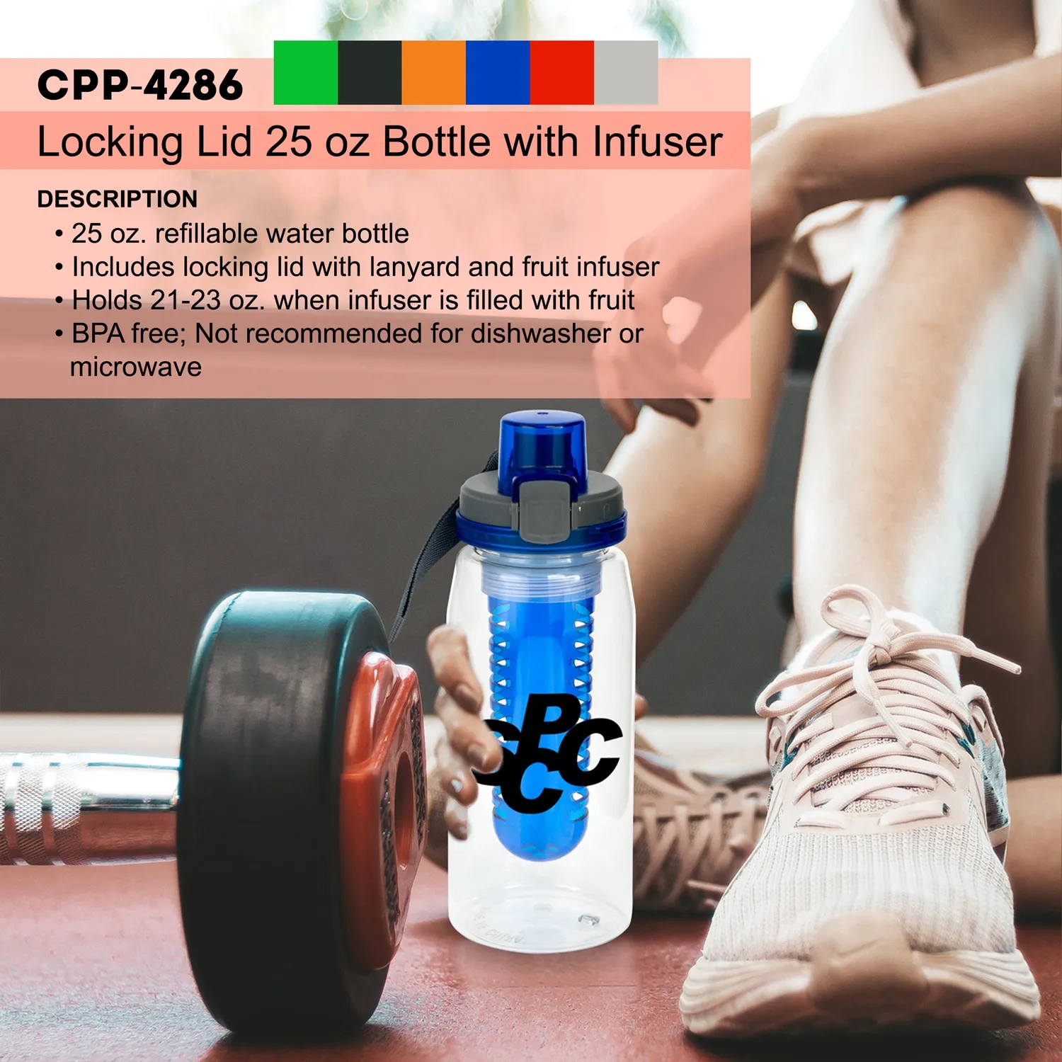 Locking 25 oz. Recycled Bottle with Infuser 9