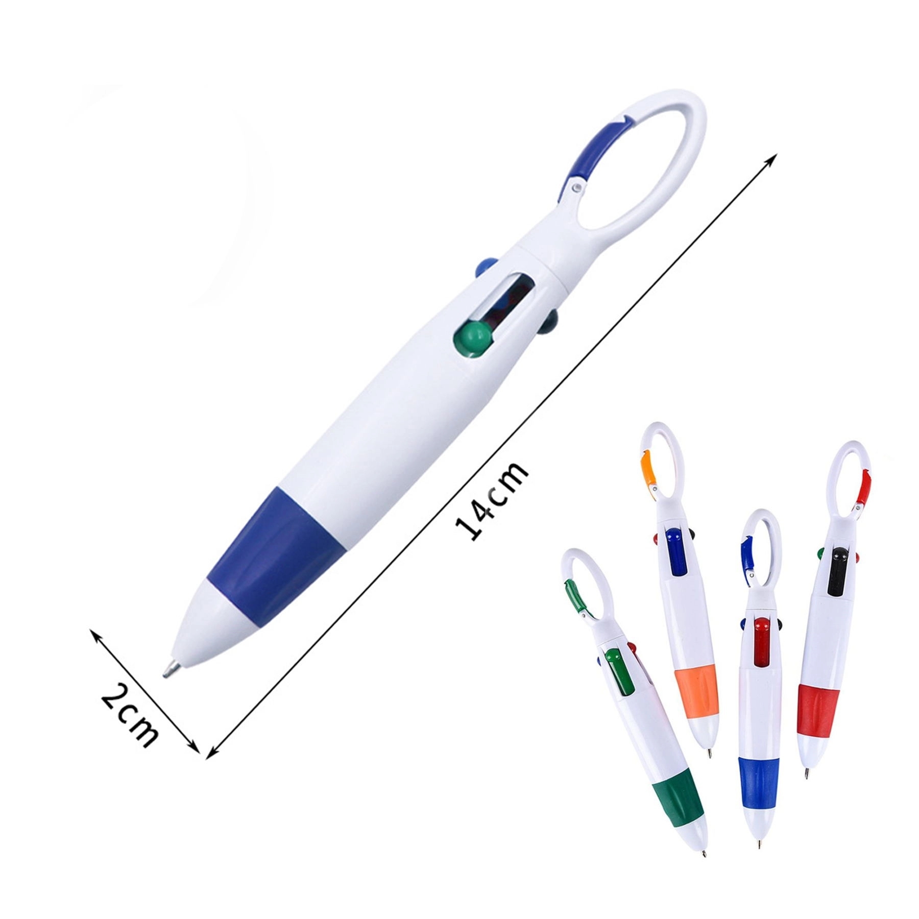 Four-Color Ballpoint Pen With Carabiner 1