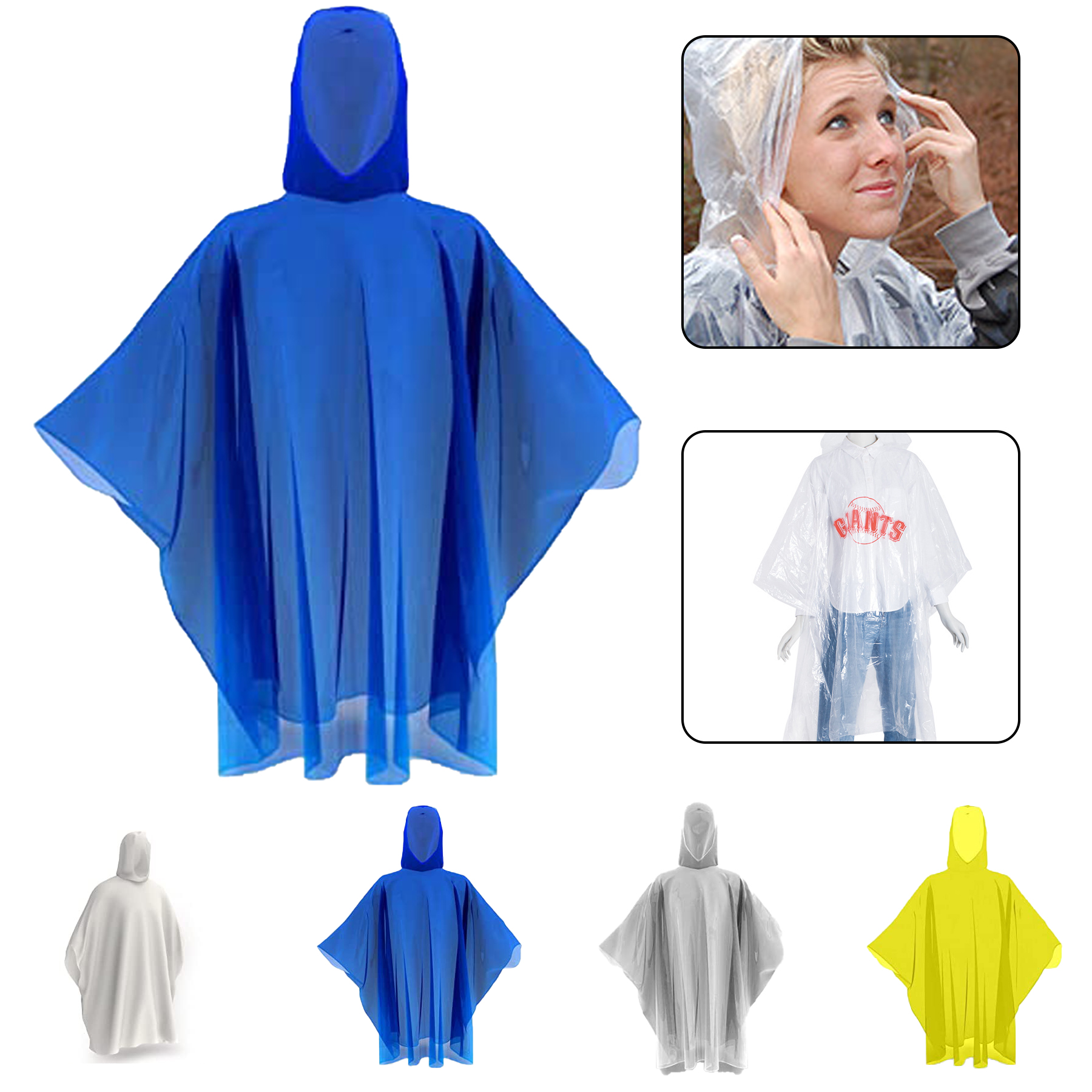 Disposable Hooded Rain Poncho 2