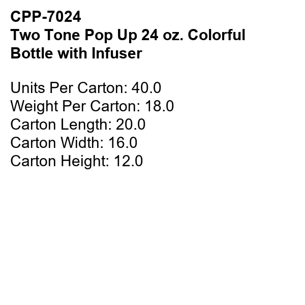 Two Tone Pop Up 24 oz. Colorful Bottle with Infuser 1