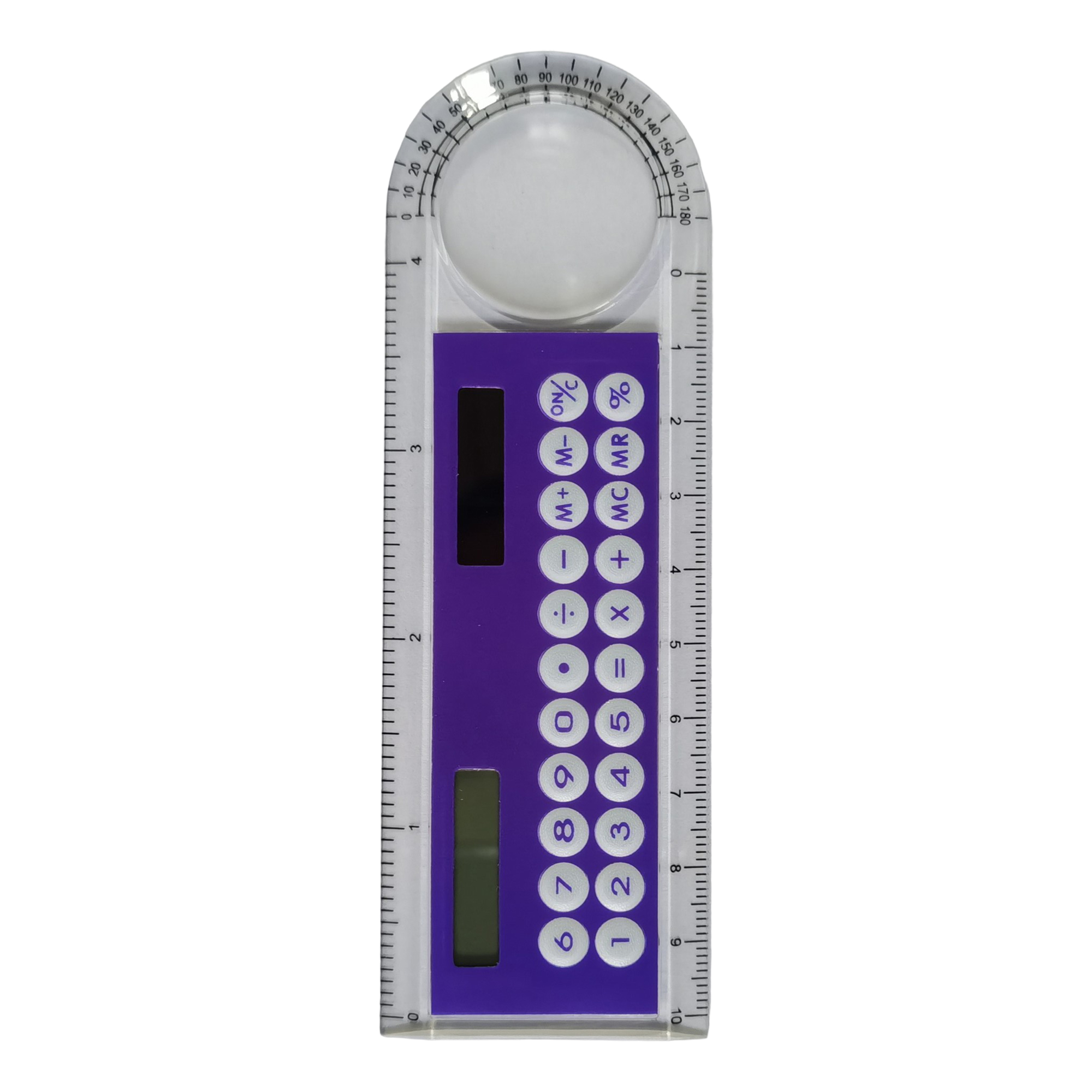 Plastic Solar Calculator Ruler With Protractor And Magnifier 5.2" 1