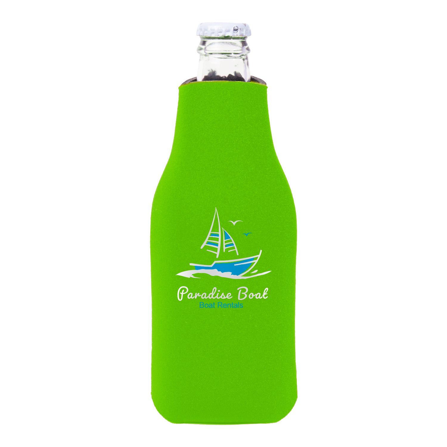 Zipper Beer Bottle Cooler (2 Color Imprint) 8