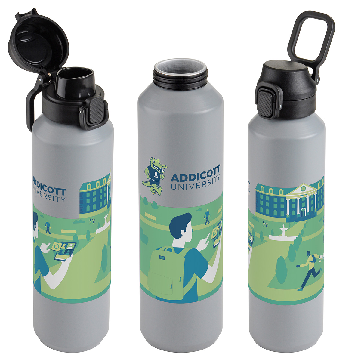 Nexus 27 oz Recycled Aluminum Bottle with Flip-Top Lid and Carabiner 69