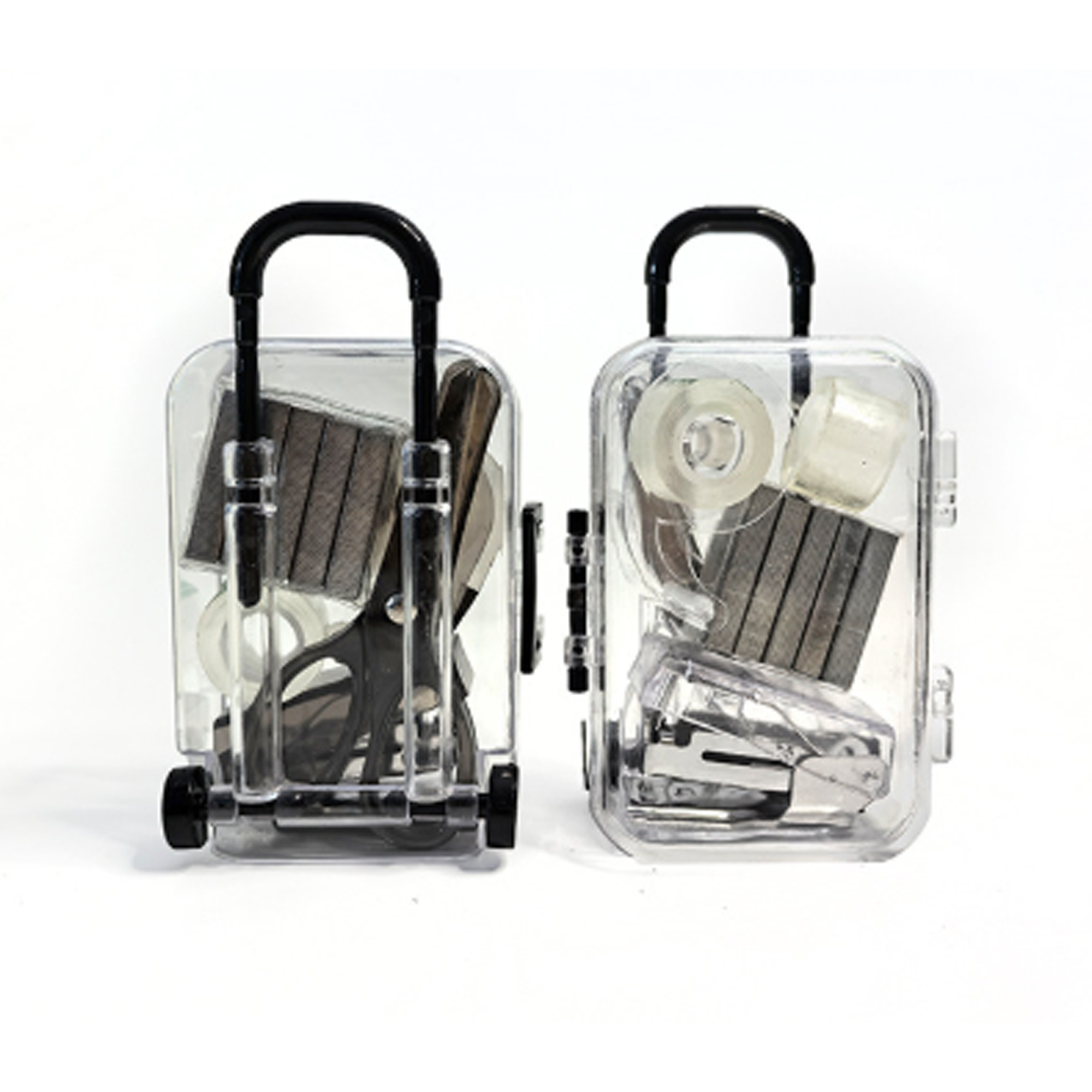 Mini Portable Transparent Trolley Office Desk Set 2