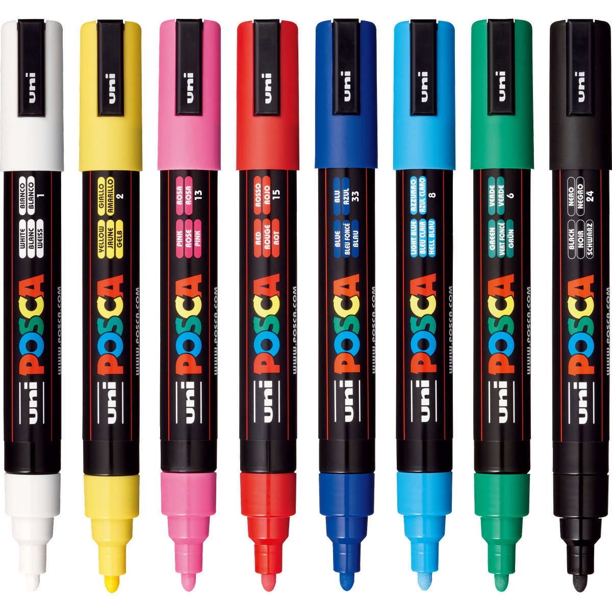 POSCA 8 Piece Basic Marker Set with Bag - Medium 20