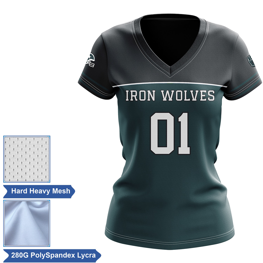 Women's Premium Sublimation Football Fanwear Jersey - Mesh Body, Spandex Sleeves & Shoulder 4