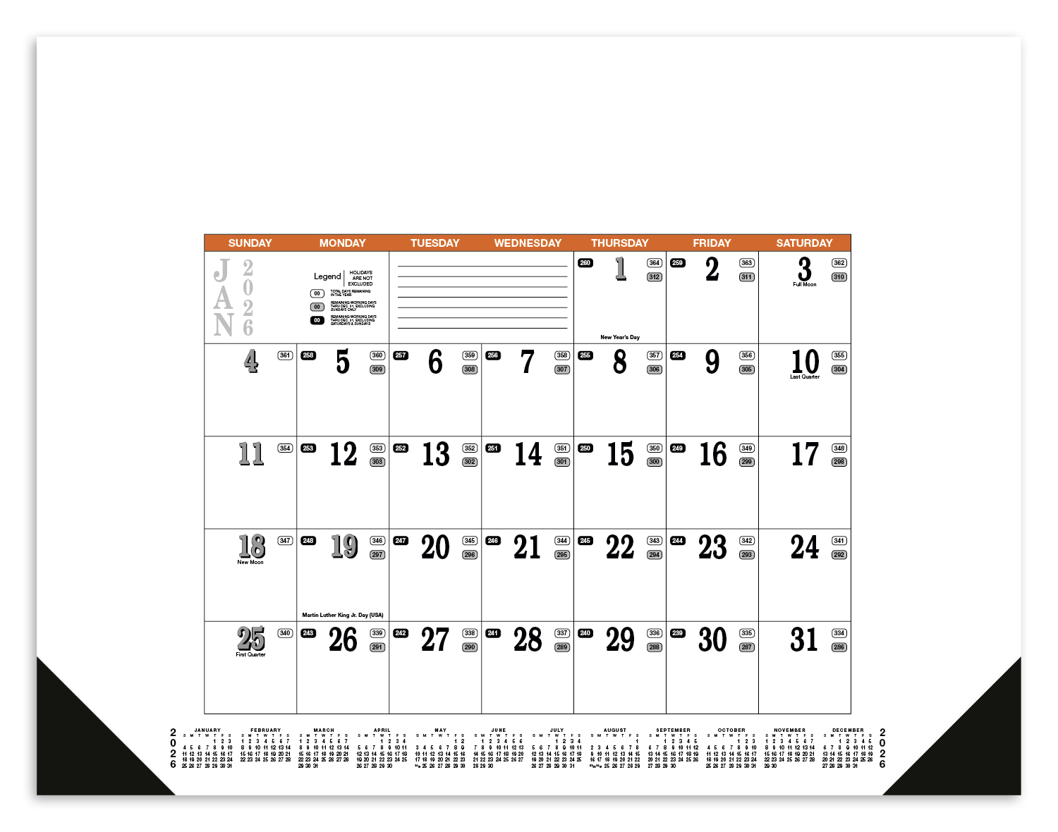 Skinner & Kennedy® Contractor's Desk Pad Calendar 8