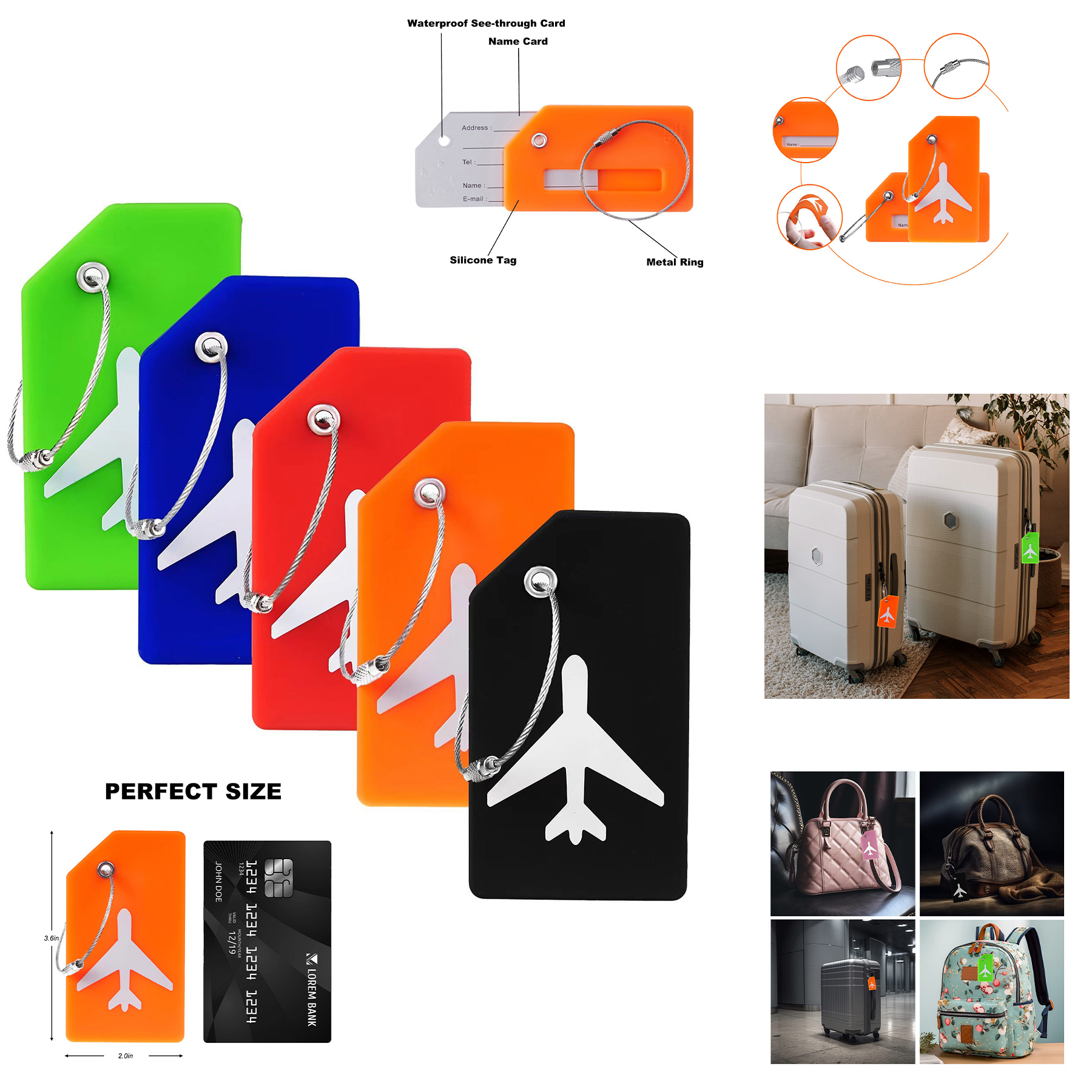 5 pcs Silicone Luggage Tag 2