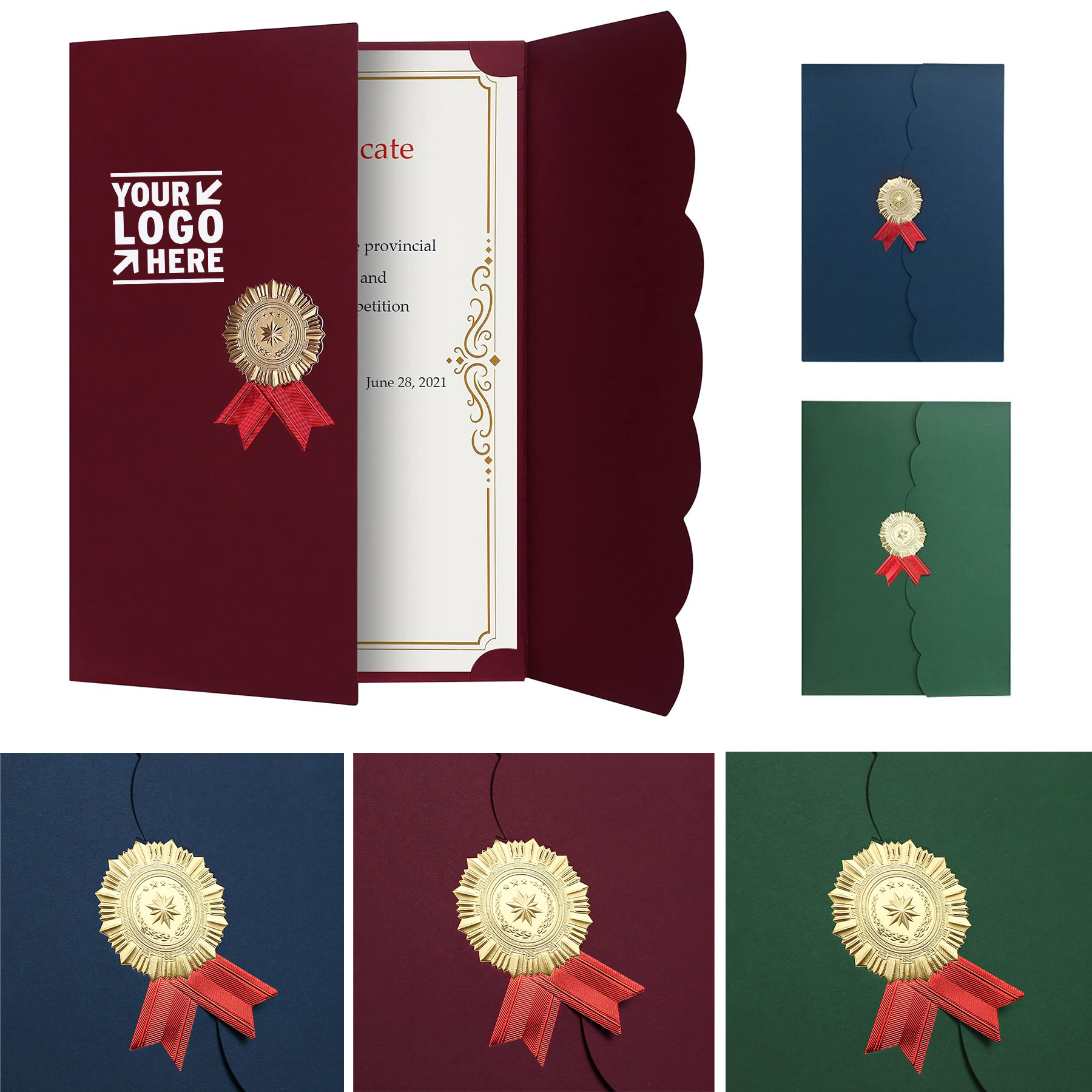 A4 Honor Case Folder Certificate Holder Diploma Document Award Cover With Gold Foil