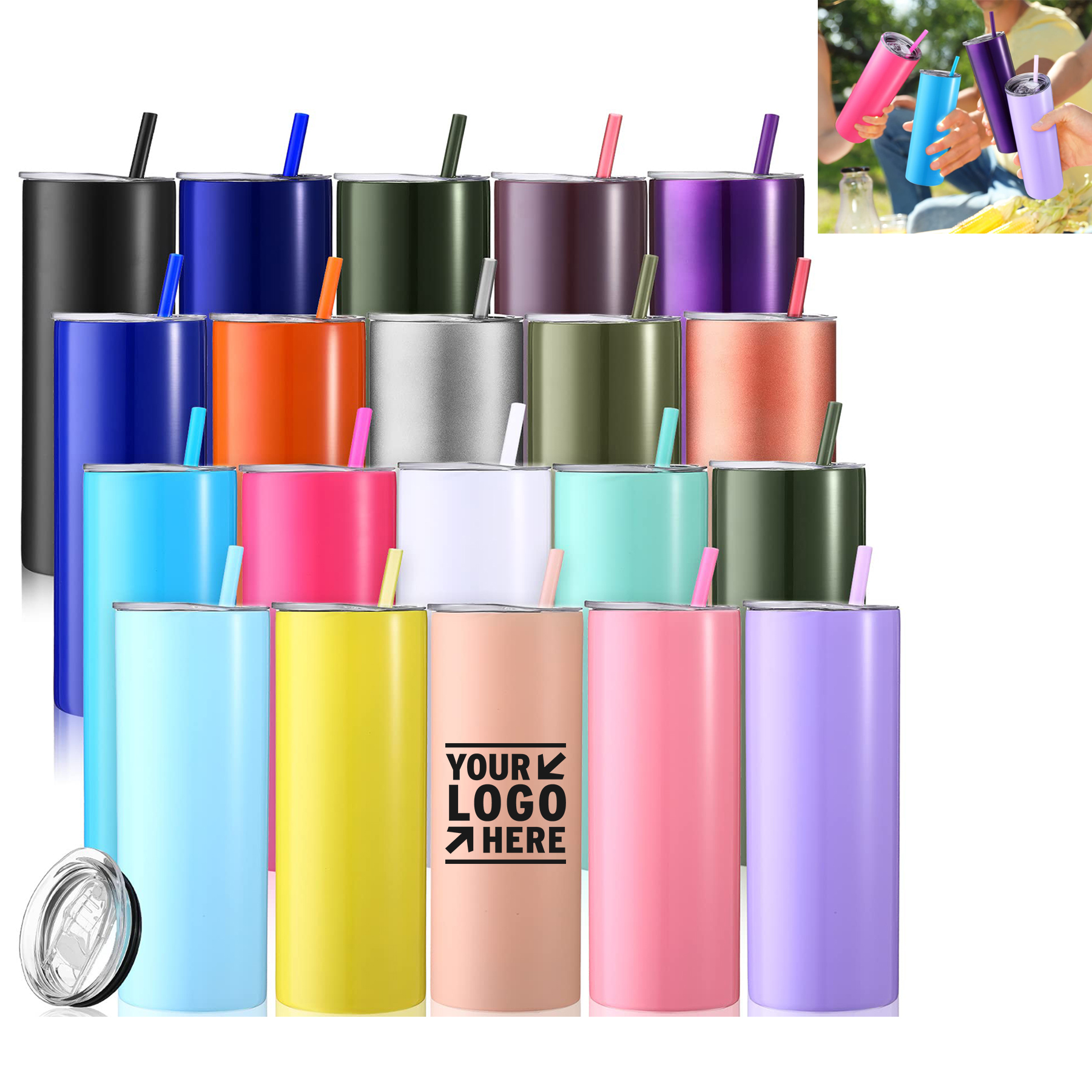 20oz Skinny Insulated Tumbler with Lid 2
