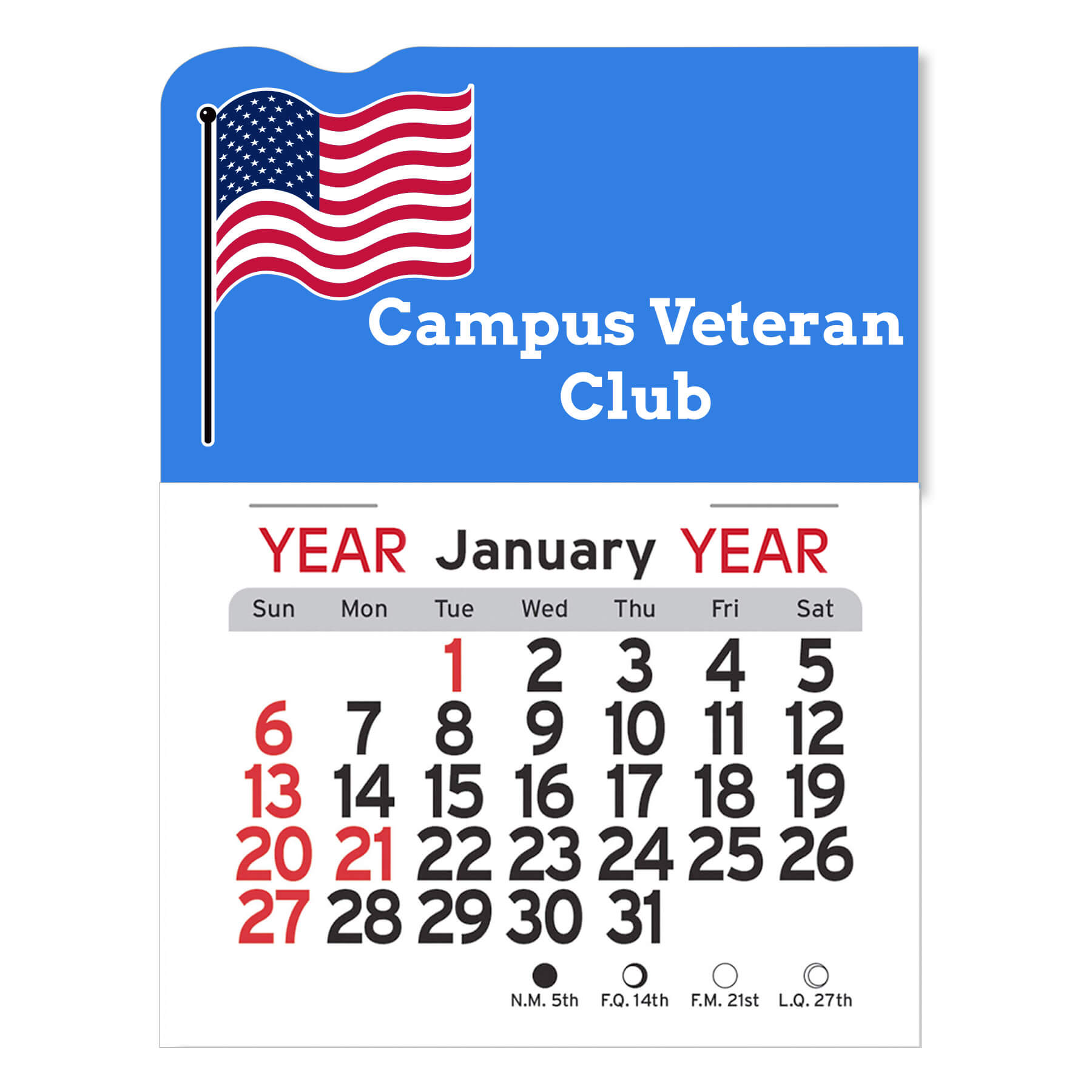 Adhesive Peel-N-Stick® Calendar - American Flag 2
