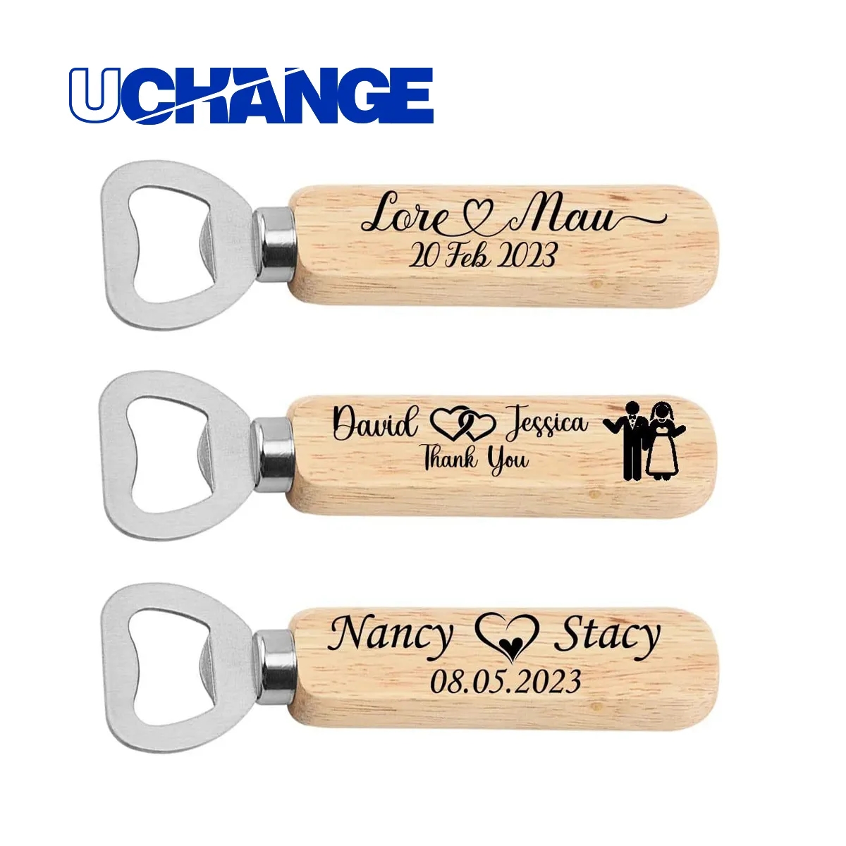Wood Handle Bottle Opener Laser Engraved 7