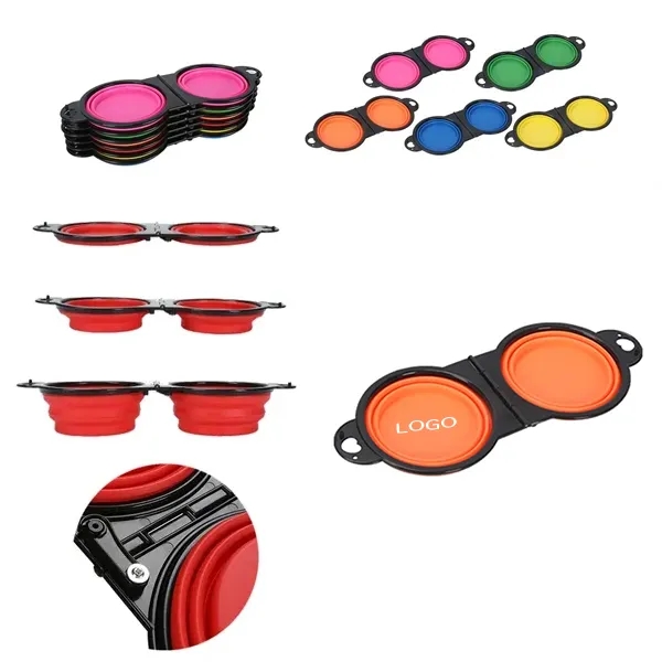 Collapsible Dog Dual Bowls with Carabiner 6