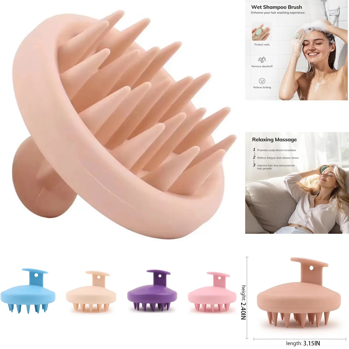 Silicone Scalp Massaging Shampoo Brush 2