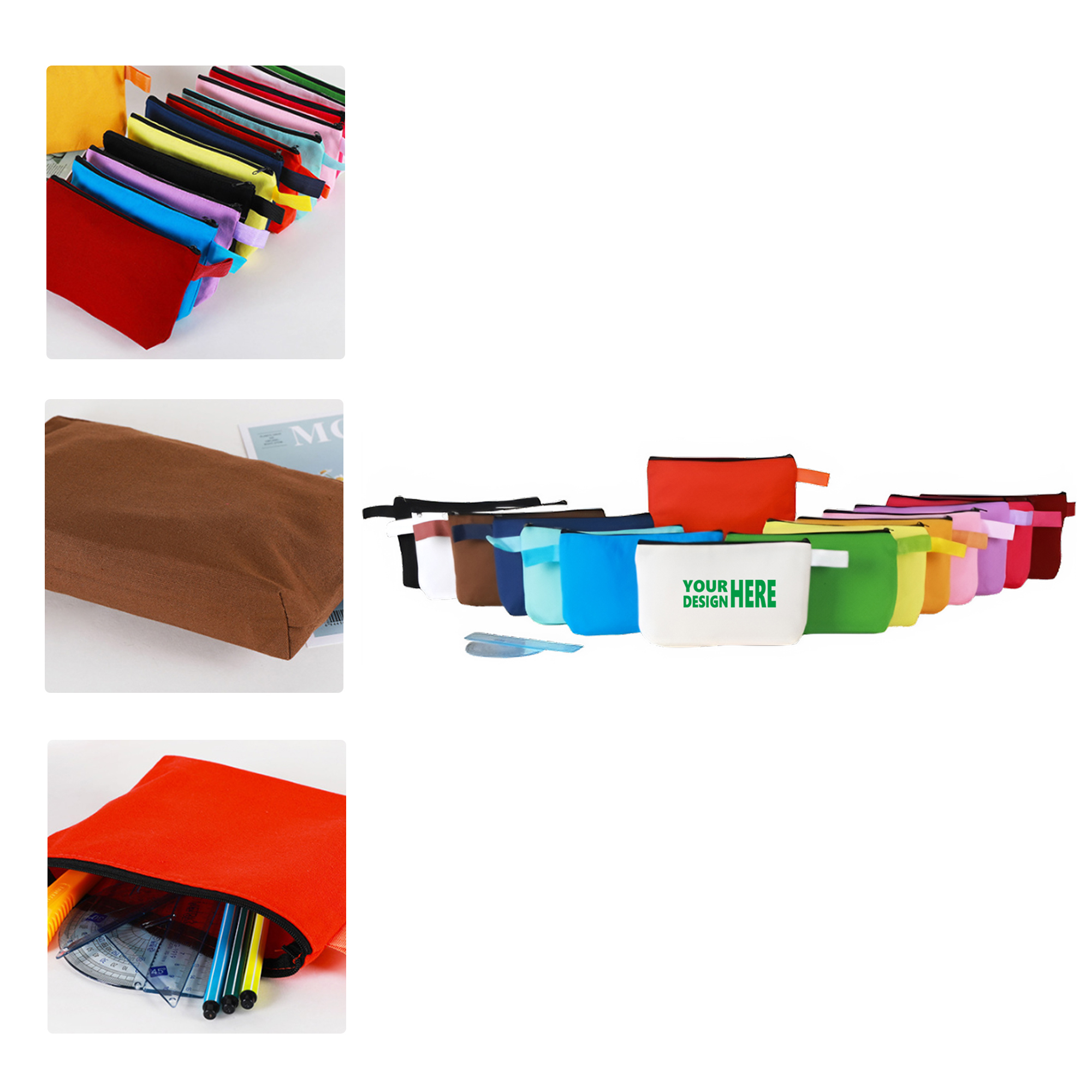 MOQ 50 Colorful Canvas Zipper Pouch for Makeup or Stationery 1
