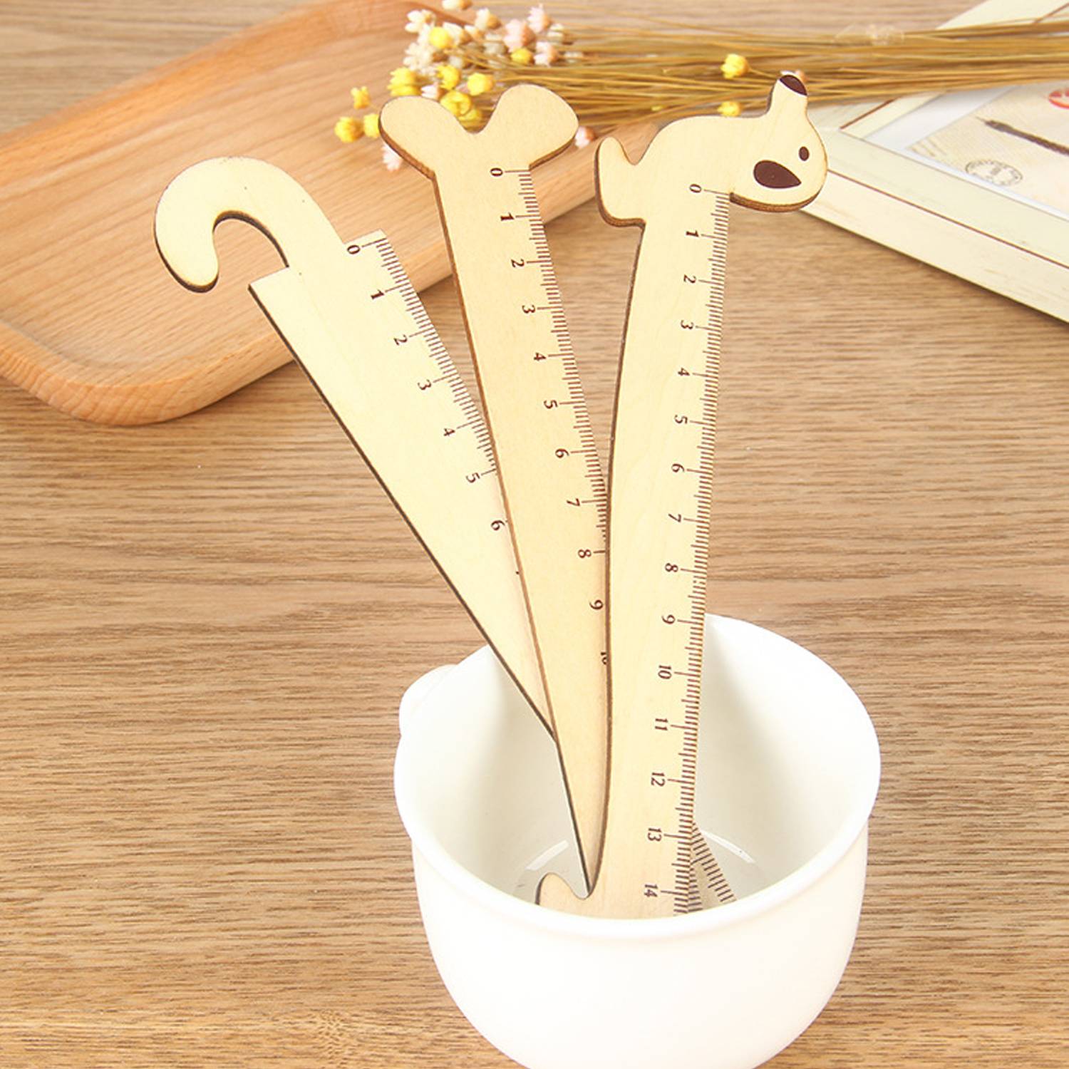 Cartoon Animal Wooden Student Ruler Office School Stationery 4