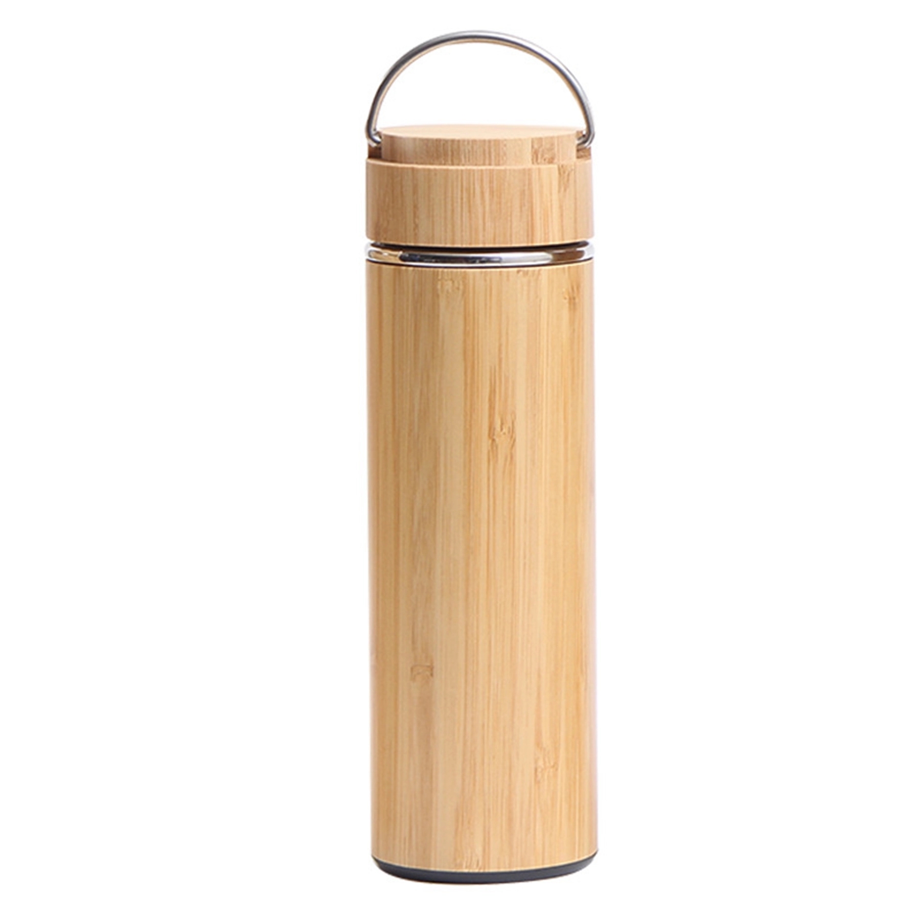 15 oz Vacuum-Sealed Bamboo Water Bottle with Metal Handle 4