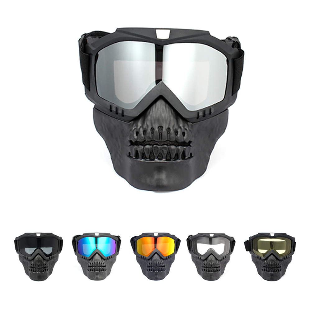 Detachable Cross Country Riding Ski Goggles Skull Face Mask 6