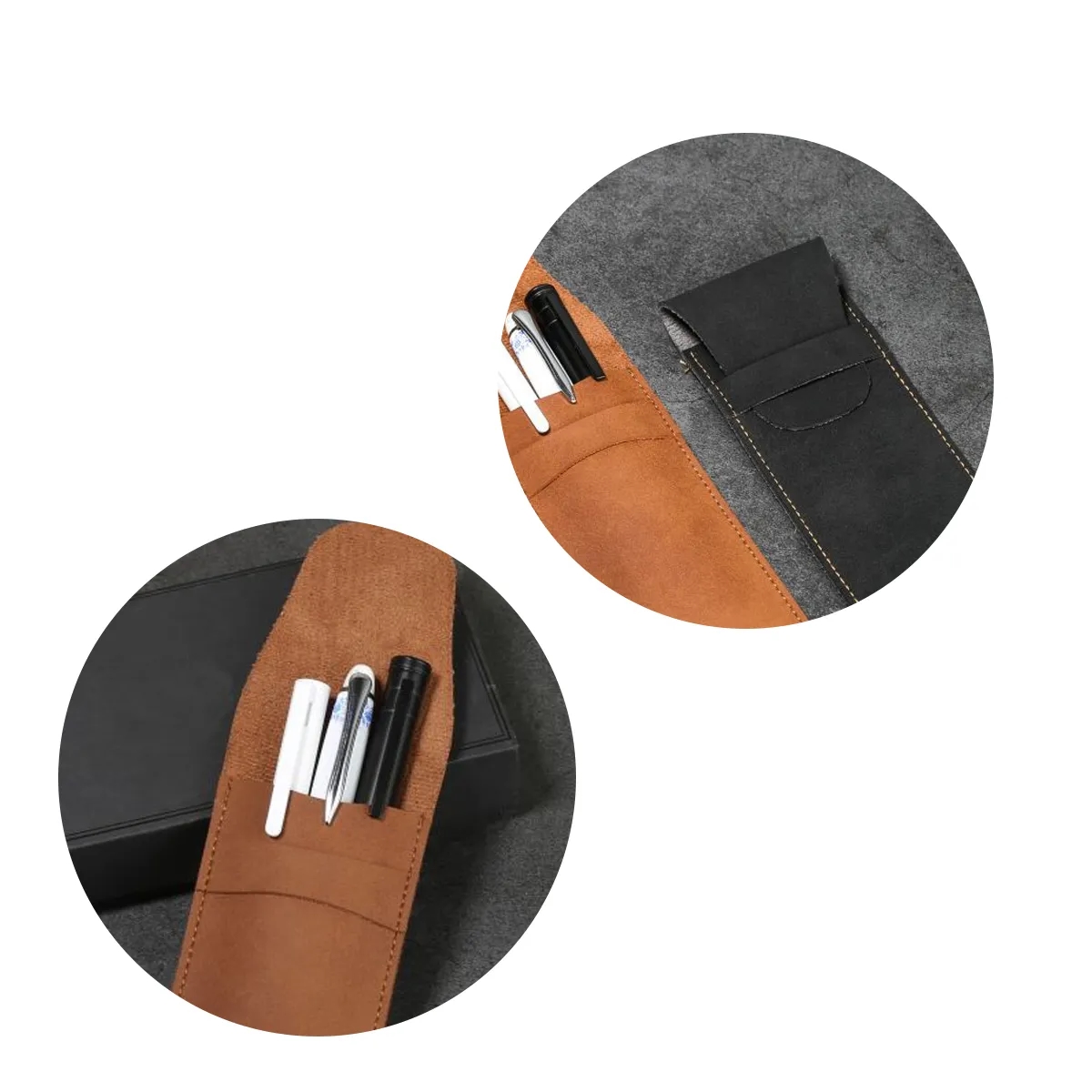 PU Leather Two Pen Pouch With Flap 3