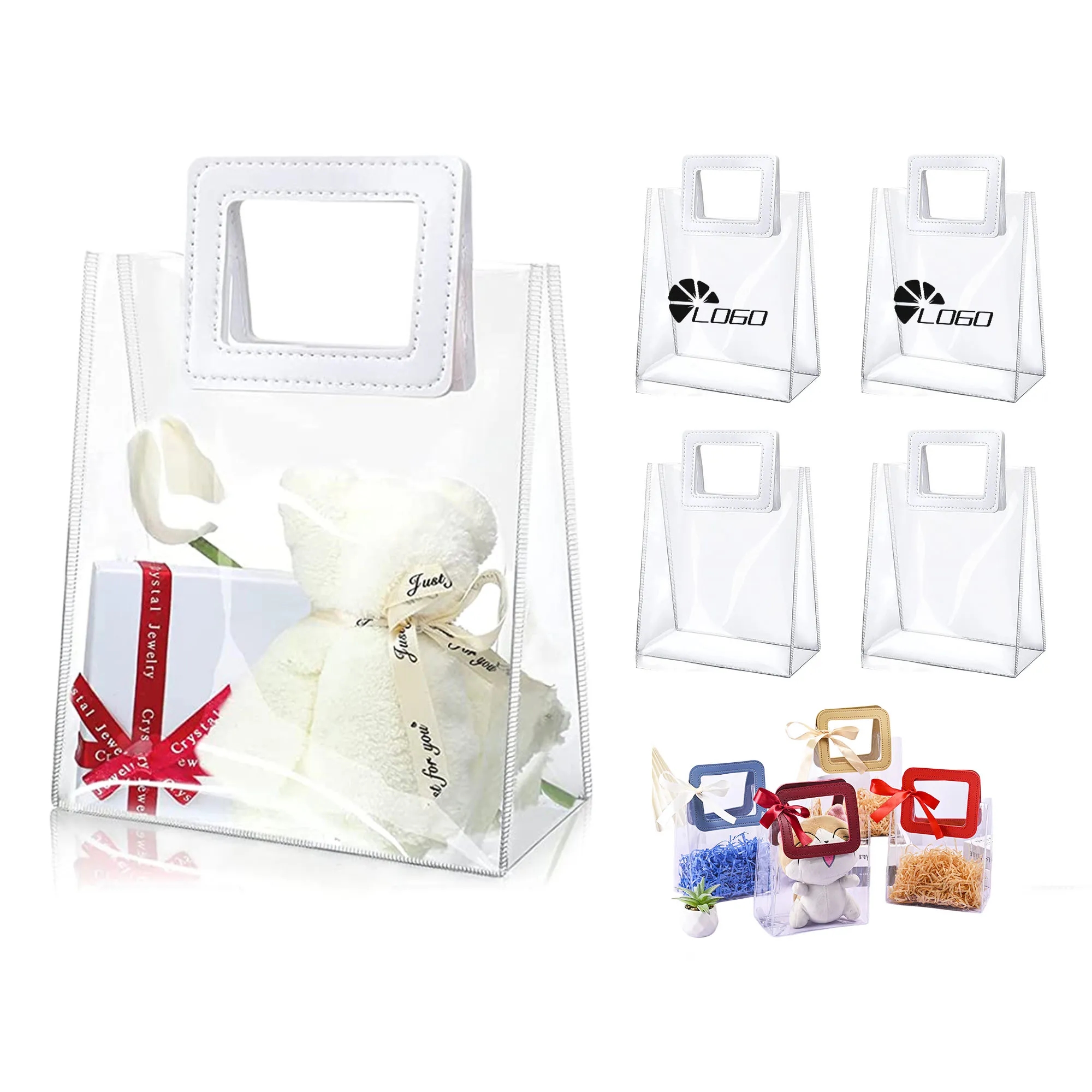 MOQ200 Clear PVC Tote Bag With White Handle 1