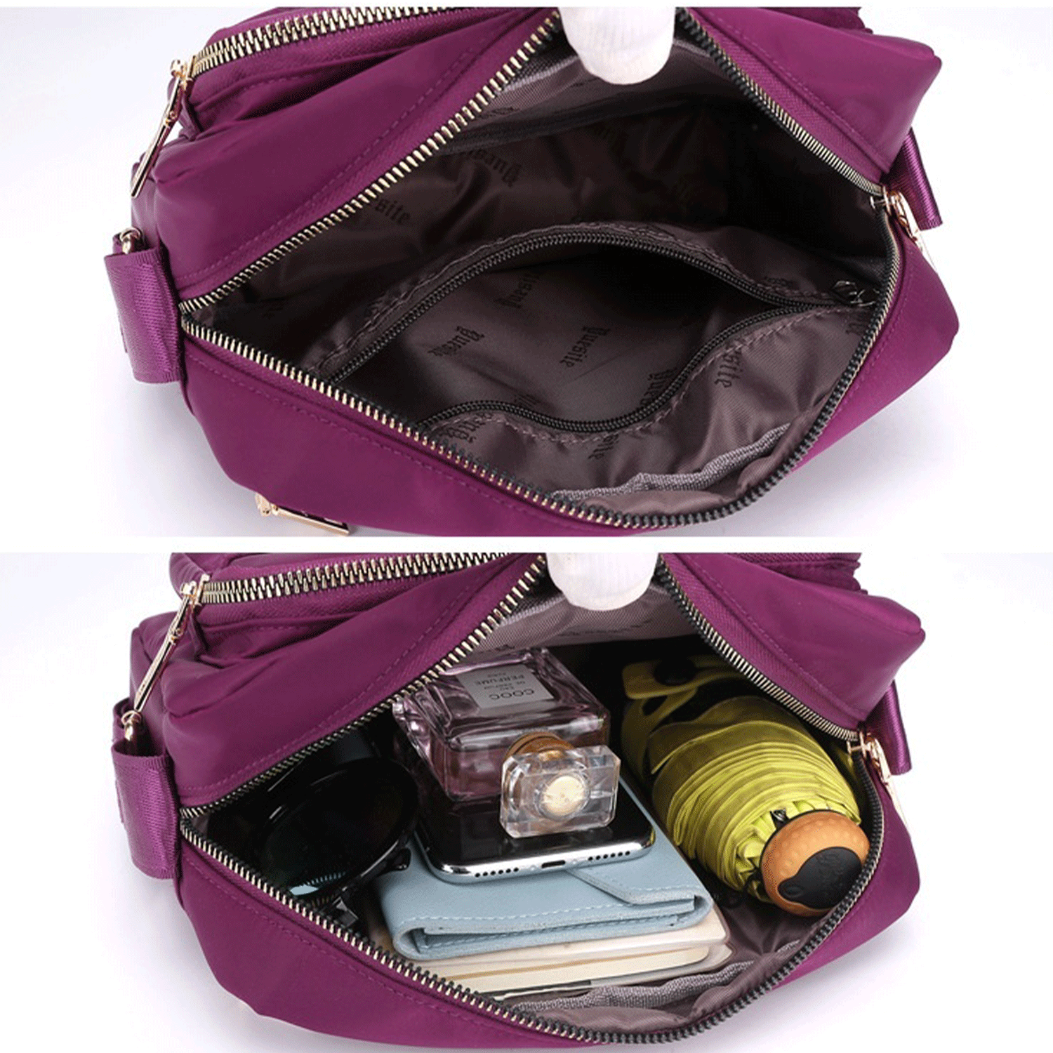 Five-Layers red purple Oxford Messenger cross-body Bag 10