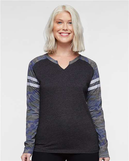 Women's Fine Jersey Mash Up Long Sleeve T-Shirt - 3534 18
