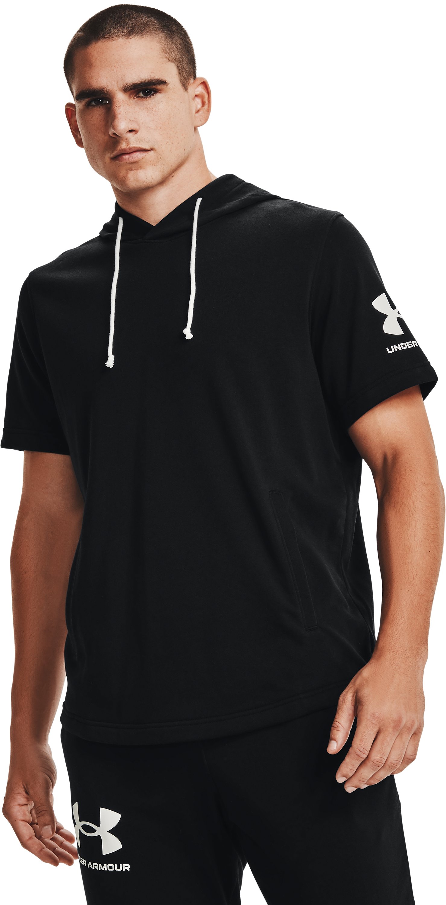Men's UA Rival Terry Short Sleeve Hoodie, custom hoodie or sweatshirt with logo imprint 3
